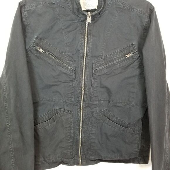 Lucky Brand Utility Jacket Womens Sz L Charcoal Denim Full Zip Field Military - Picture 3 of 6